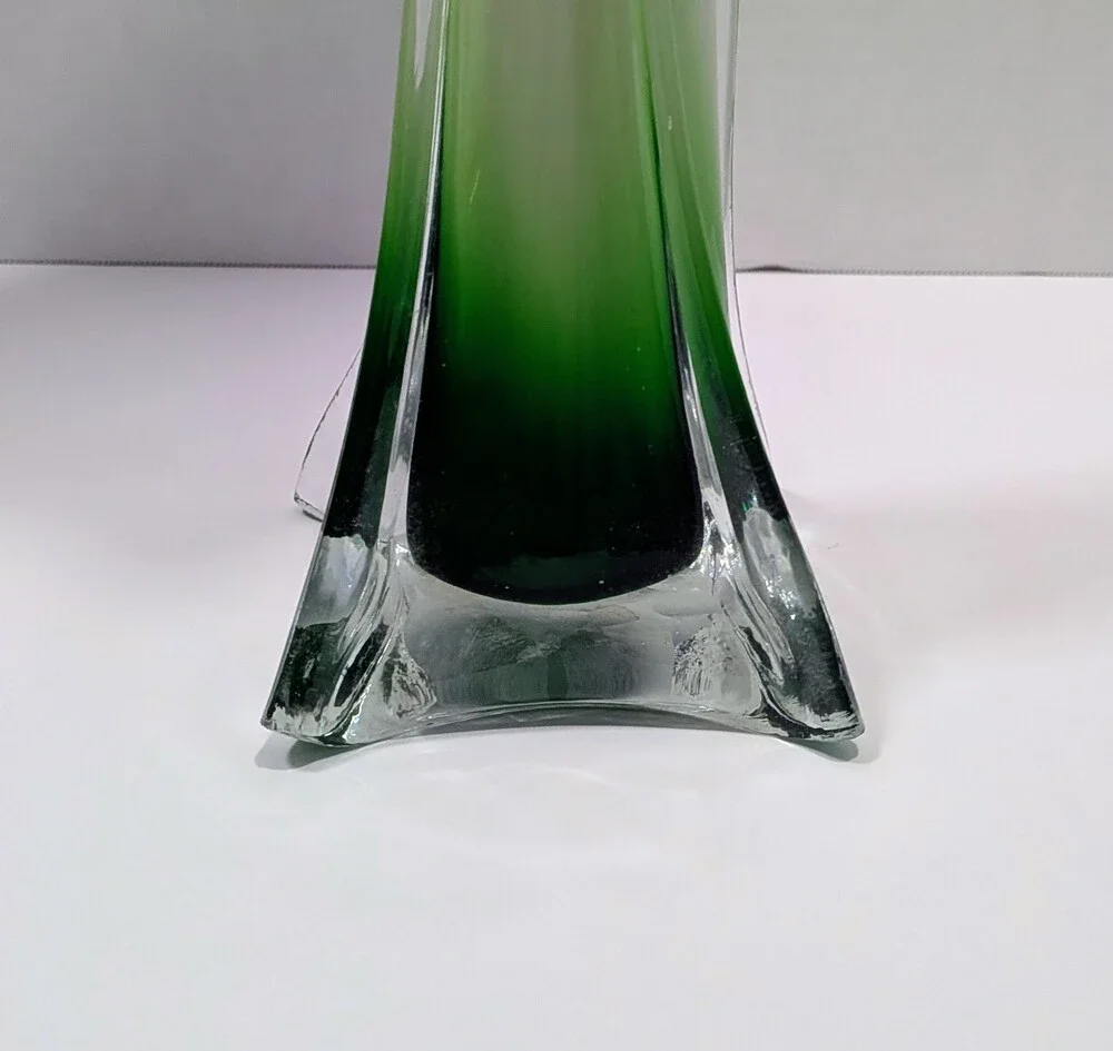 Vintage Murano Style Glass Jack in the Pulpit Vase Calla Lily Purple Green 15